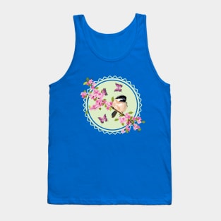 Spring Flowers And Bird Art Tank Top